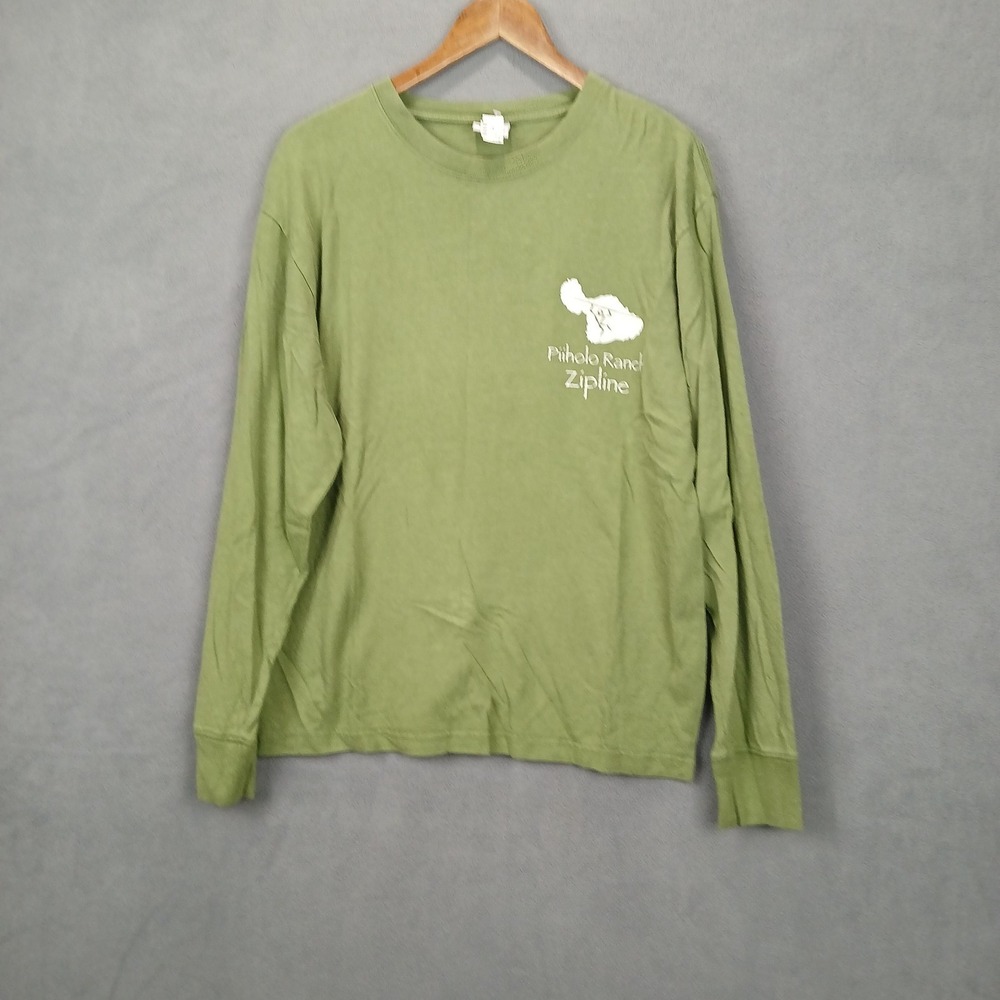 Piiholo Ranch Zipline Sweatshirt Mens Medium Olive Green Crew Neck Long Sleeve
